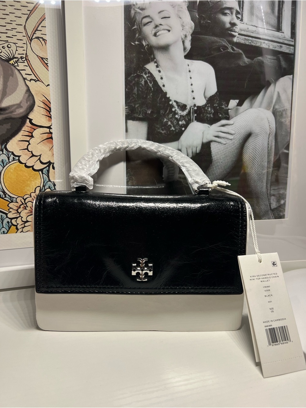 TORY BURCH Kira Distressed Mini Top Handle Wallet on a Chain